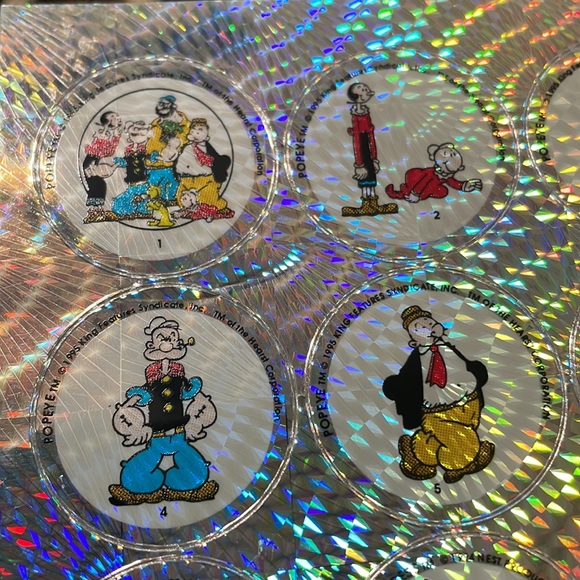 1995 POPEYE SWAN PRINCESS 👑Prism Stickers Sheet 90s Holographic Cartoon Vintage - Picture 15 of 17